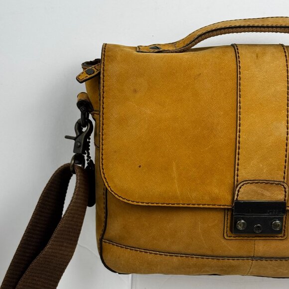 Vtg Fossil Soft Tan Suede Leather Crossbody Messenger Bag Laptop  Adjustable str - Picture 3 of 16